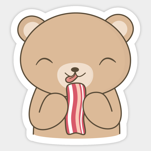 Cute Bacon Eating Bear T-Shirt Sticker by happinessinatee